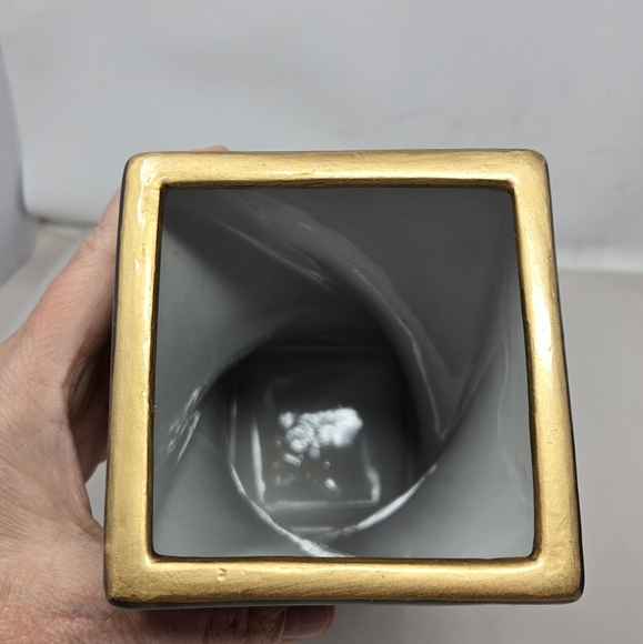 LaVie Modern Twisted Glass & Paper Art Vase 10x3.5 Blues, Green, Oranges Decor - Picture 6 of 9